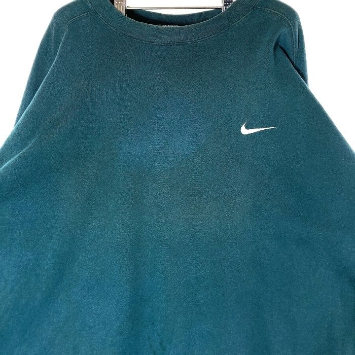 nike 90s スウェット ネイビー ワンポイント 銀タグ 白タグ ナイキ NIKE ボロ スウェット 90s 白タグ 刺繍デザイン ユニ