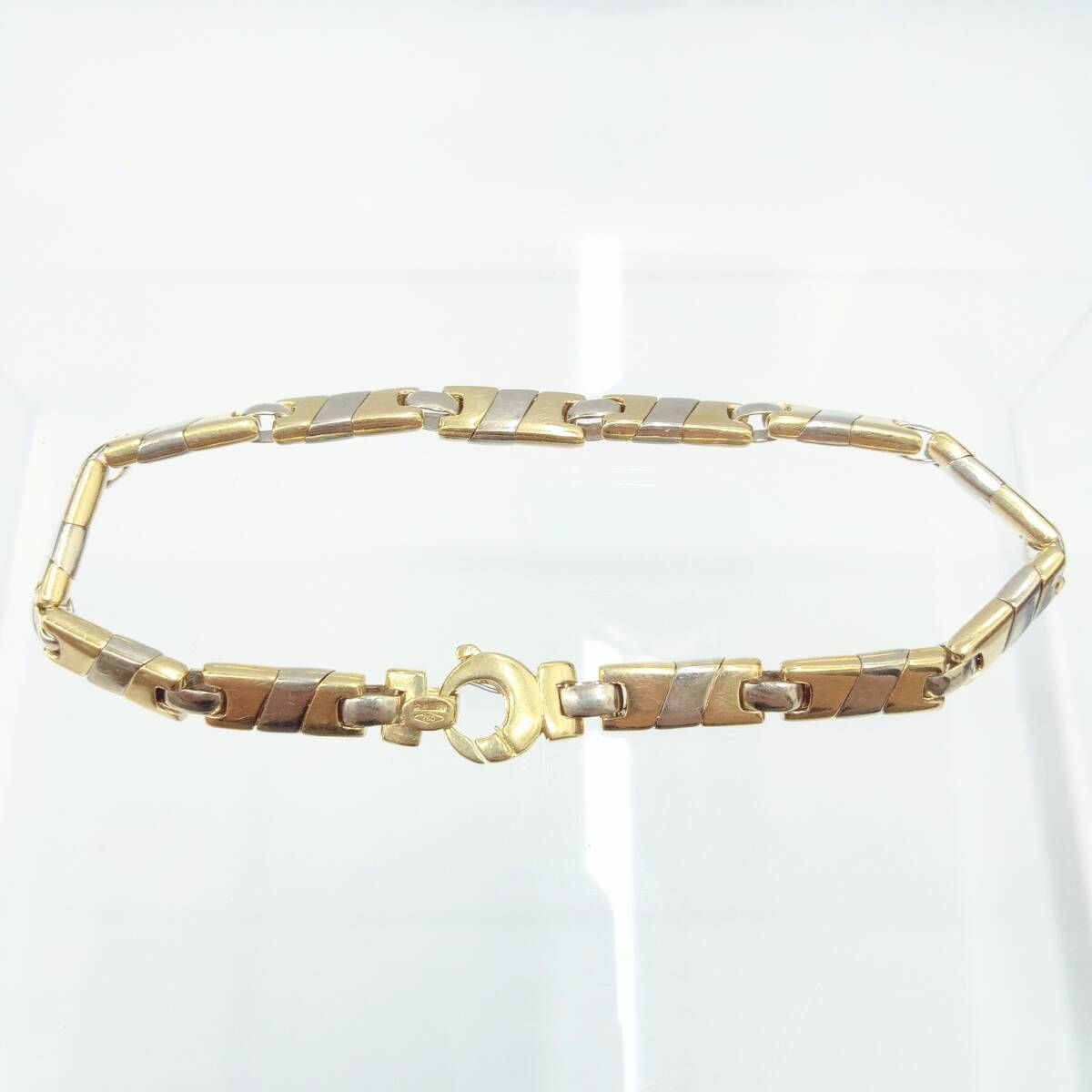 【送料無料】 AMPAOL K18 21cm 24.8g ブレスレット イエローゴールド YG コンビネーション 18金 750 アンティーク風