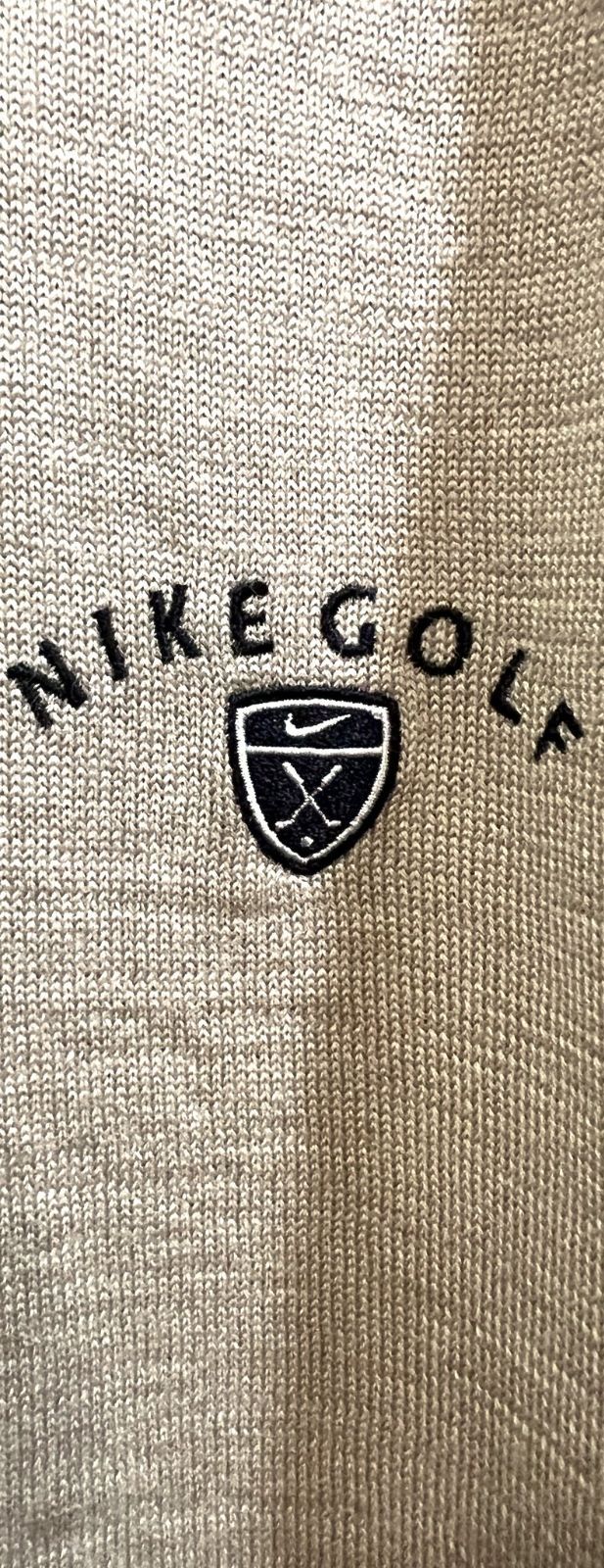 美品 ナイキ ゴルフ ロゴ刺繍 ニット セーター XL メンズ ベージュ 