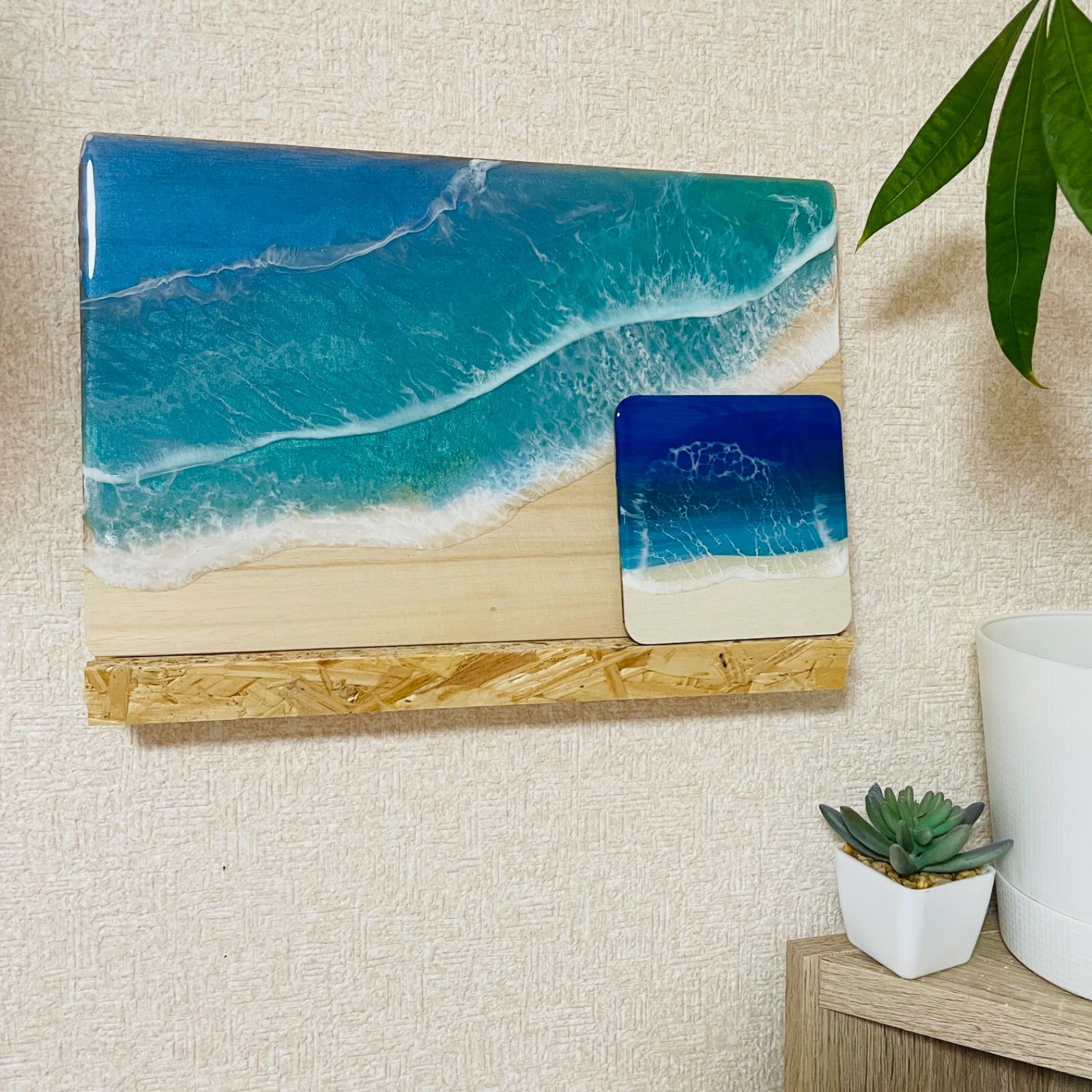 レジンアート　BIGパネル　マジックアワーの海♡ オーシャンアート　海アート 楽天市場】HA-JA WORLDオーシャンレジンアートパネル サイズ(300