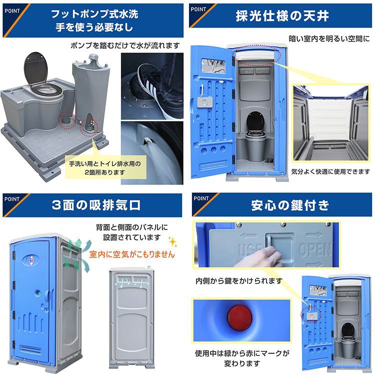 仮設トイレ 組立済み フットポンプ式 簡易水洗 汲み取り 下水排水 現場用トイレ 両用 洋式便座 手洗器付 仮設便所 災害用 工事現場 建築現場 公園  イベント 西濃運輸 チャーター便 sg255 - メルカリ