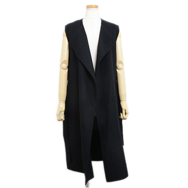 エルメス　ジレ　ロングベストコート　カシミヤ　ブラック　34 エルメス ジレ ロングベストコート カシミヤ ブラック 34