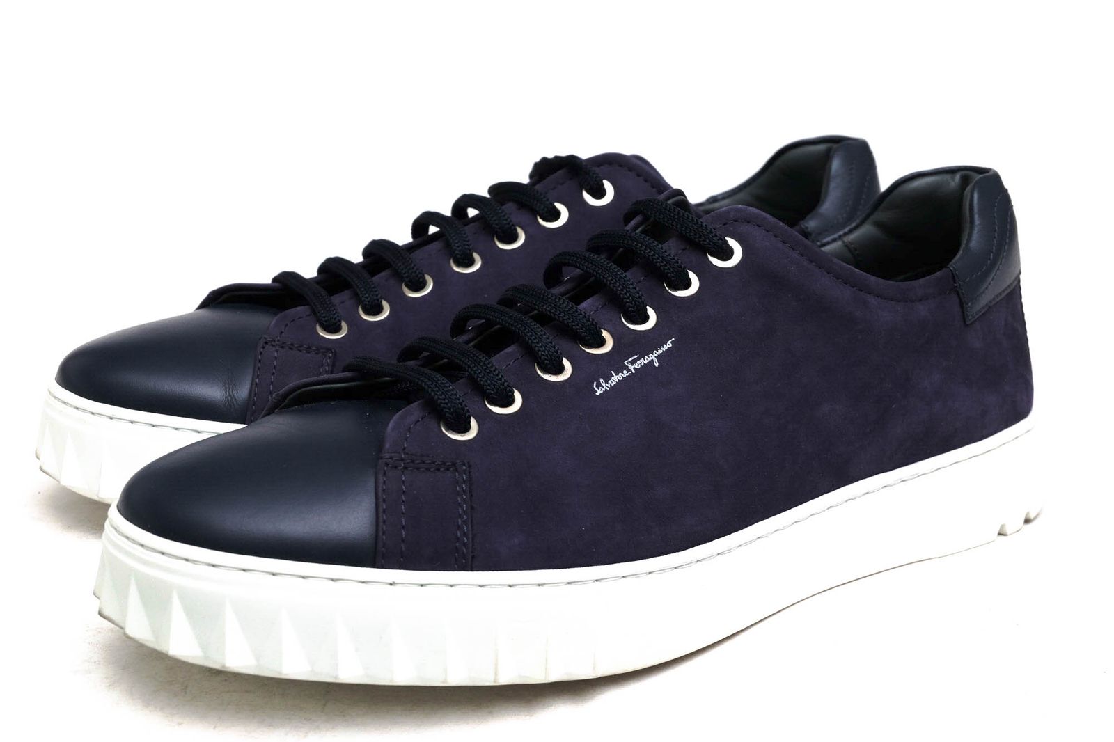 フェラガモ／Salvatore Ferragamo シューズ スニーカー 靴 ローカット メンズ 男性 男性用レザー 革 本革 パープル 紫  CUBE NUBUCK CALF SNEAKER ラバー製シャークソール