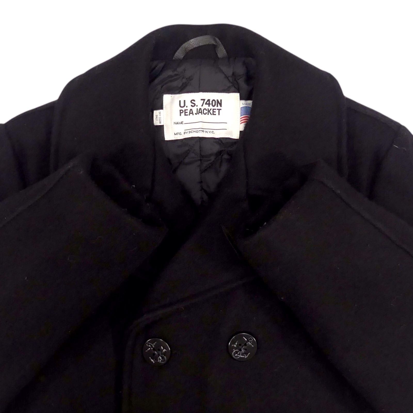 Schott ショット Pコート ピーコート USA ダブル 34 黒 XS