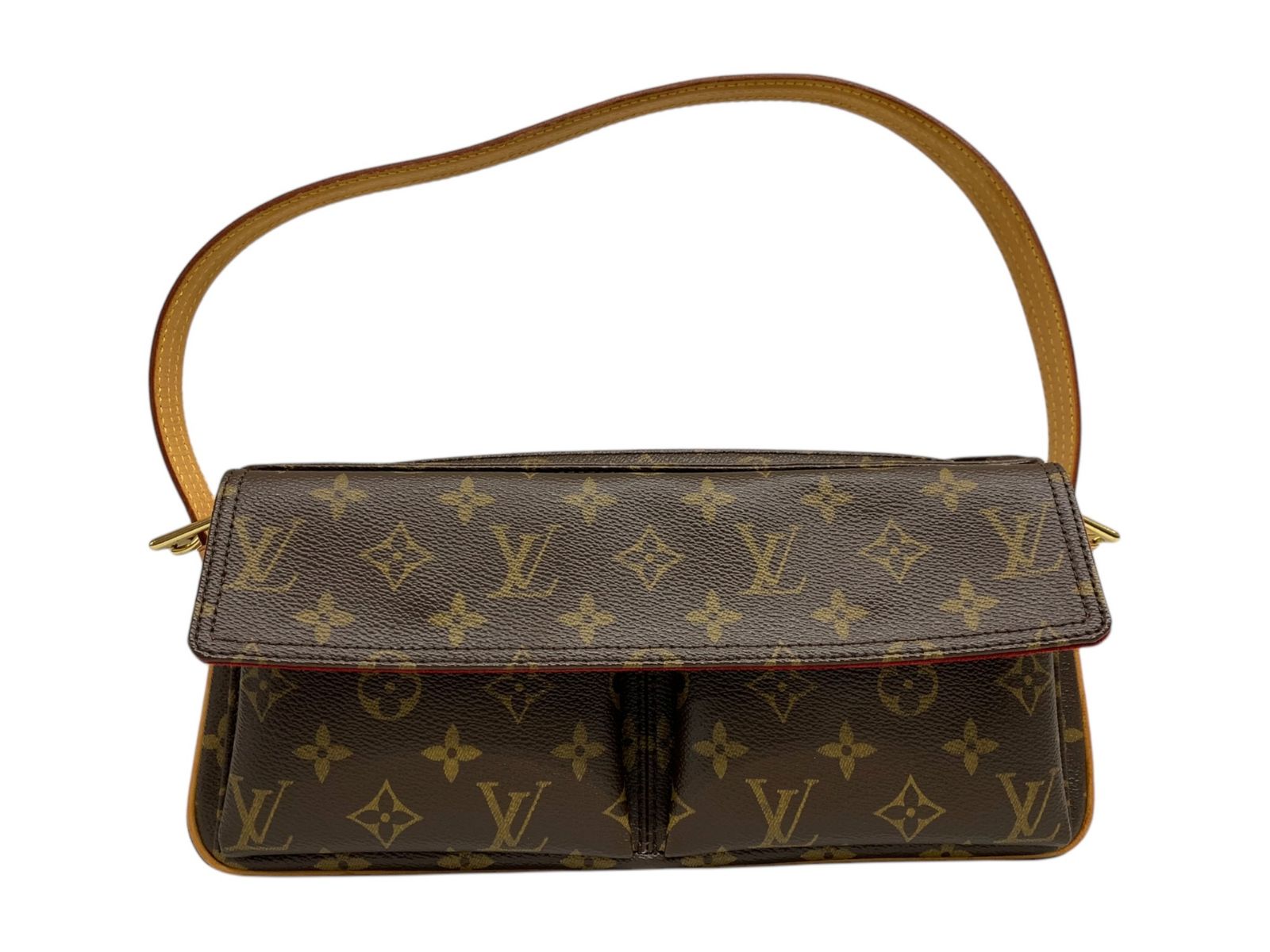 LOUIS VUITTON (ルイヴィトン) モノグラム ヴィバ・シテMM ショルダーバッグ M51164 ブラウン×レッド ブランド/036 -  メルカリ