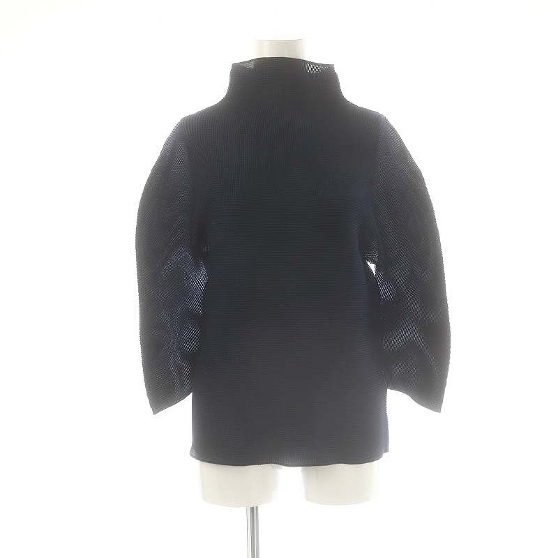 ミーイッセイミヤケ me ISSEY MIYAKE 長袖プリーツカットソー シアー ネイビー /DO ■OS レディース ミーイッセイミヤケ me ISSEY MIYAKE 長袖プリーツカットソー