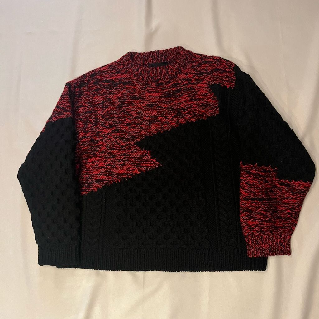 YUKI HASHIMOTO ユウキハシモト INCOMPLETED ARAN JUMPER アランニット 202-01-0502 ブラック×レッド size 48 代官山A05