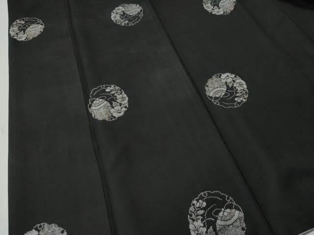 平和屋着物●本場大島紬　9マルキ　地空き　雪輪毬花文　正絹　逸品　CAAS7454yc 平和屋着物○本場大島紬 9マルキ 地空き 雪輪毬花文 正絹 逸品