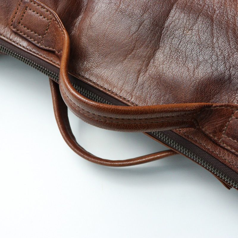 美品 ゲンテン genten 大容量 レザー 2WAYボストンバッグ/ブラウン 高