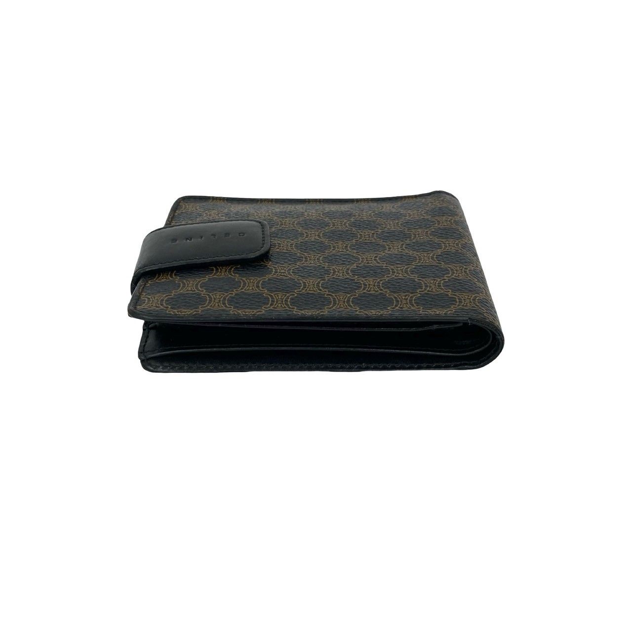 未使用品✨CELINE セリーヌ　二つ折り財布　マカダム柄　ブラック　レザー 極 美品 箱付 CELINE セリーヌ ヴィンテージ マカダム ブラゾン