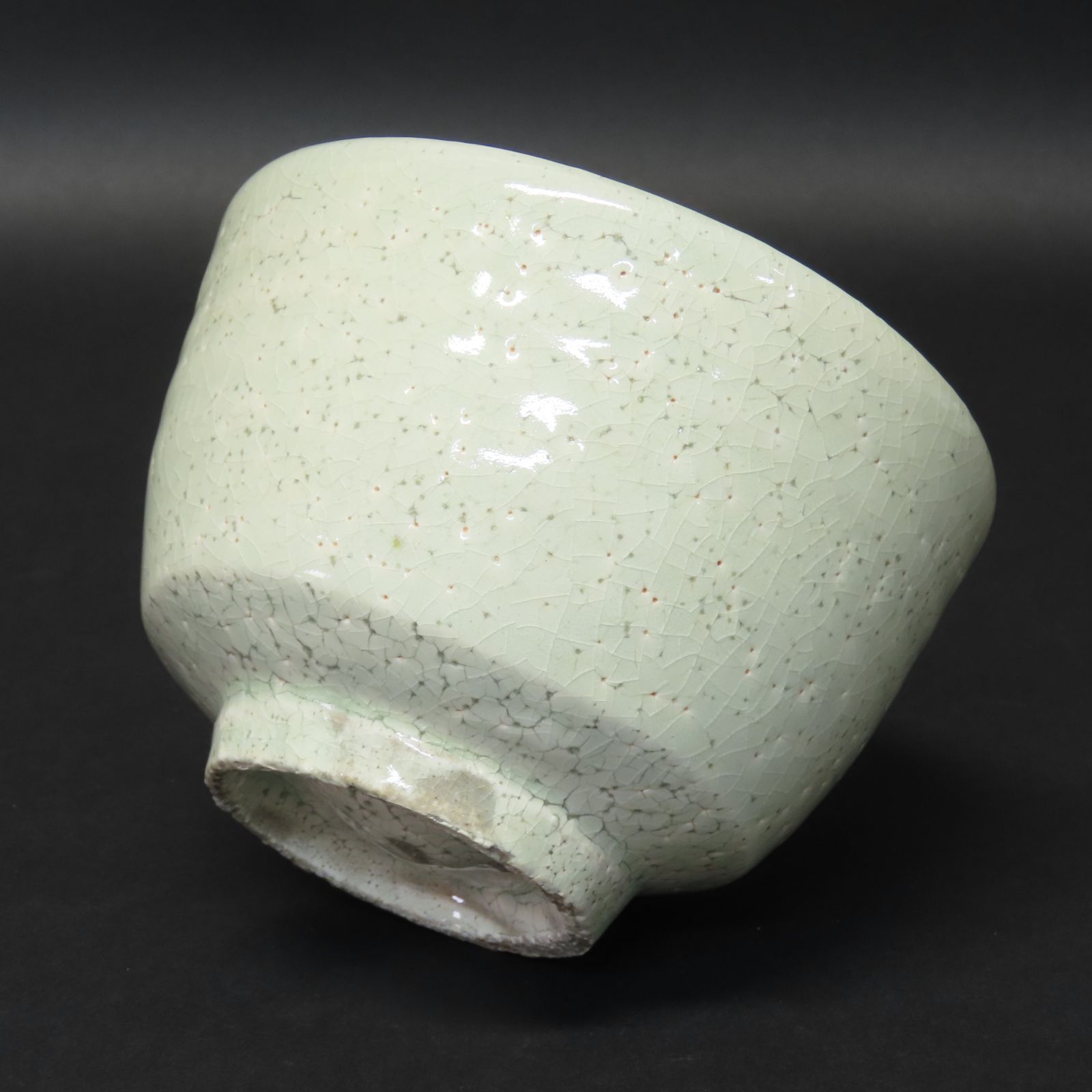 0192 美品 金重素山 鶴山窯 粉引茶碗 酒器 真作保証 在銘 共箱