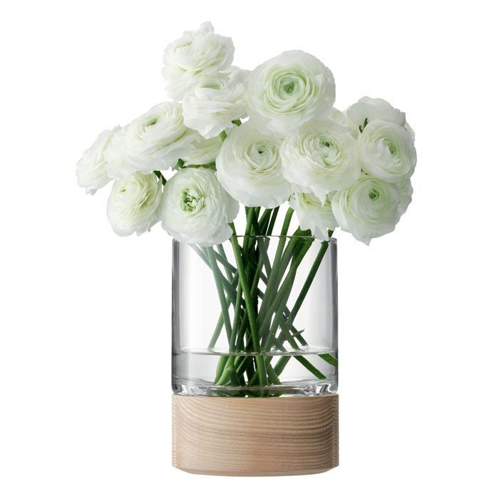 エルエスエー 花器 花瓶 フラワーベース ウッド台付 LSA Lotta Vase TLA2081 G991-24-301 クリア 高さ18cm
