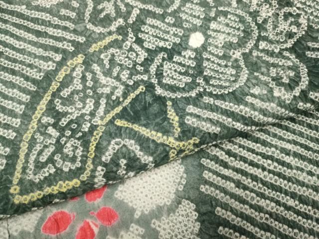 平和屋本店□極上 夏物 浴衣 有松鳴海絞り 扇面花文 綿 逸品  