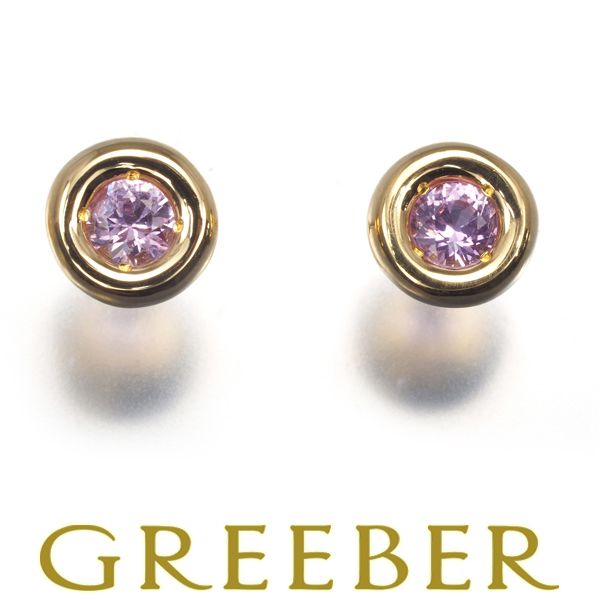 ミキモトペルリータ ピアス ピンクサファイア 一粒 K18YG #169407  