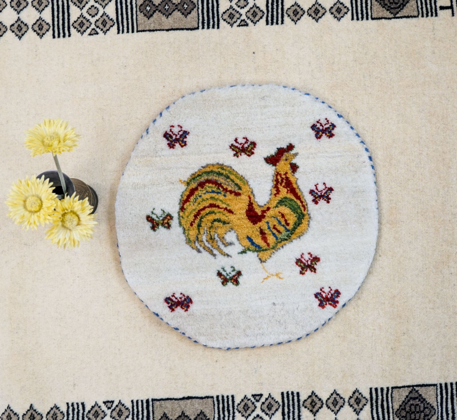 40×40cm ペルシャ絨毯 手織りギャッベ カシュクリ族ギャッベ ギャベ