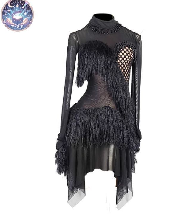 ♥ Mサイズ ラテンドレス ラテンワンピース ダンス衣装 透けます