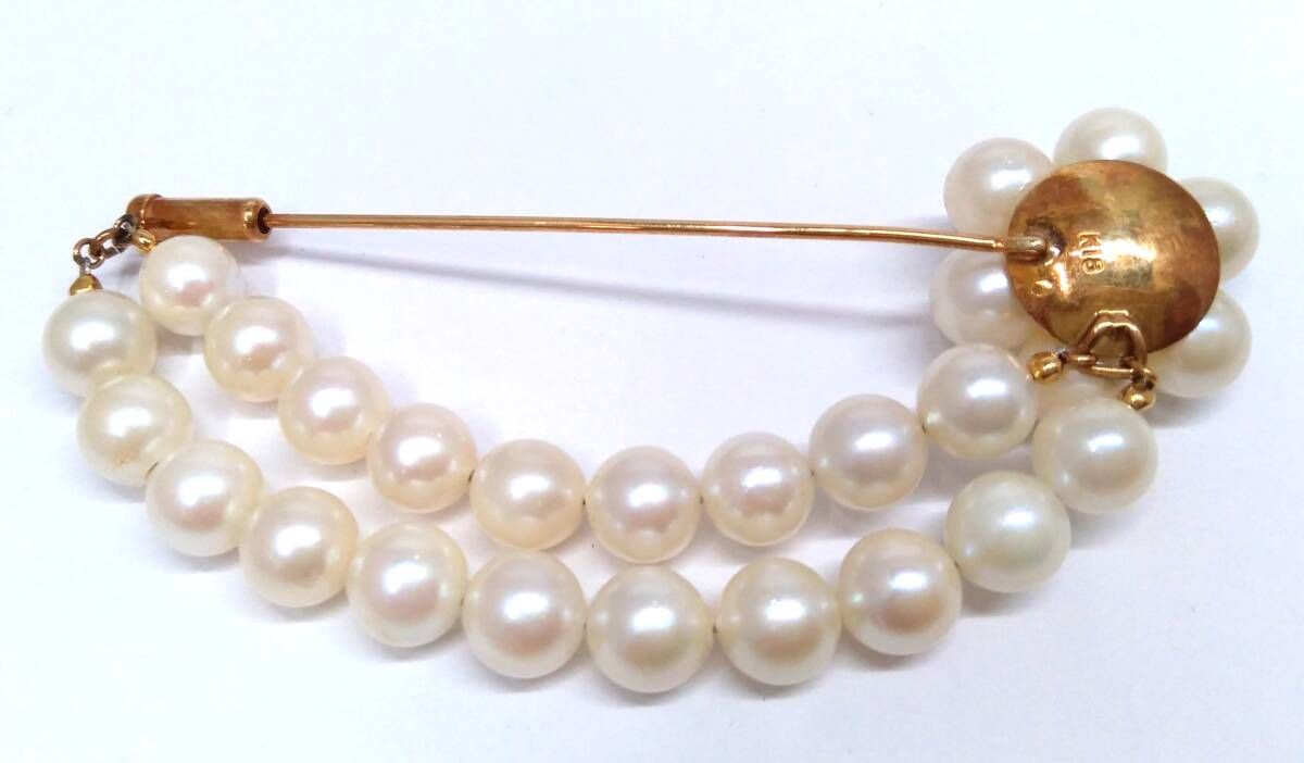 K18 パール　ブローチ K18 パール系 ブローチ 約3.5×6.9cm 11.7g k18 ブローチ」の人気商品