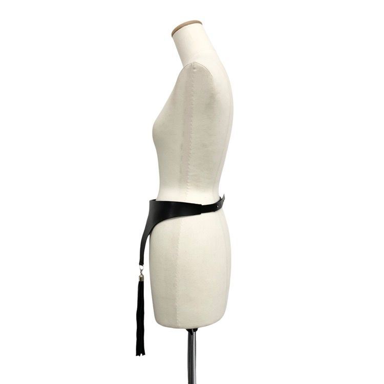 2025SS FUMIE TANAKA フミエタナカ leather fringe belt レザーフリンジ ベルト ブラック F F24S-76 NICORILABO_COM