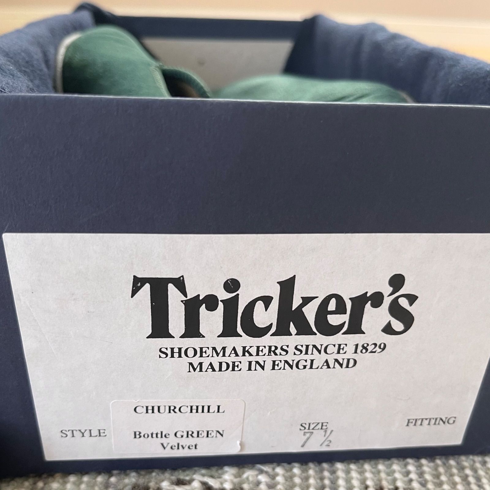 Tricker's◇SKULL&BONES/スリッポン/UK7.5/BLK/ベルベット-