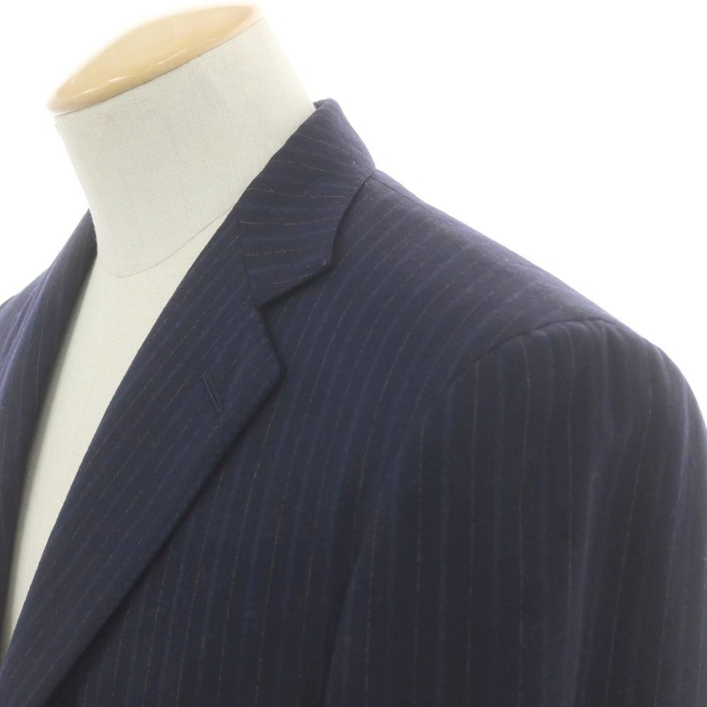 イザイア ISAIA SIMONE ウール ストライプ 3つボタンスーツ ネイビー サイズ42 メンズ