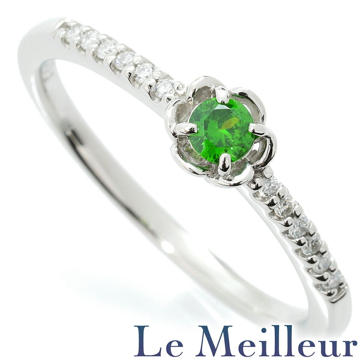 フラワーリング 指輪 デマントイドガーネット ダイヤモンド Pt900 11号  