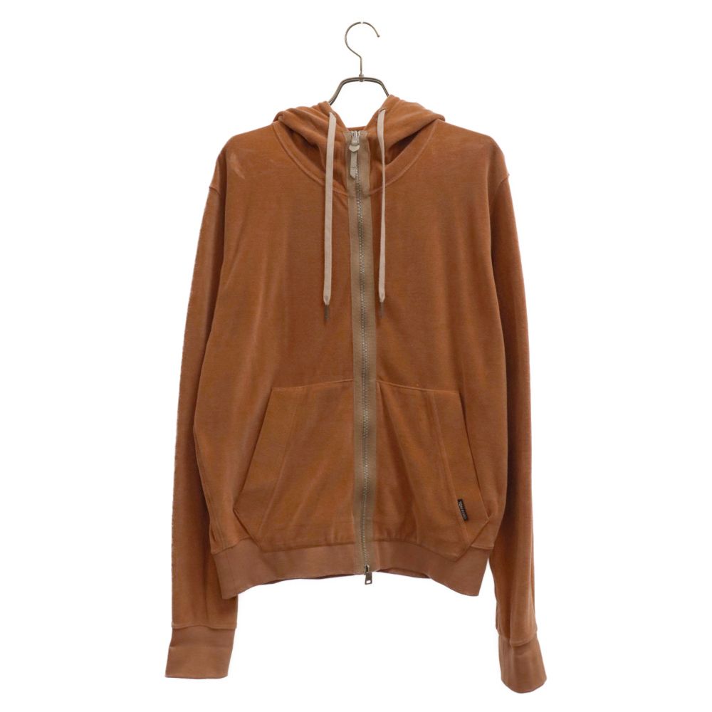 TOM FORD (トムフォード) ドローコードベロアジップアップフーディーパーカー BS249 TFJ944 ブラウン