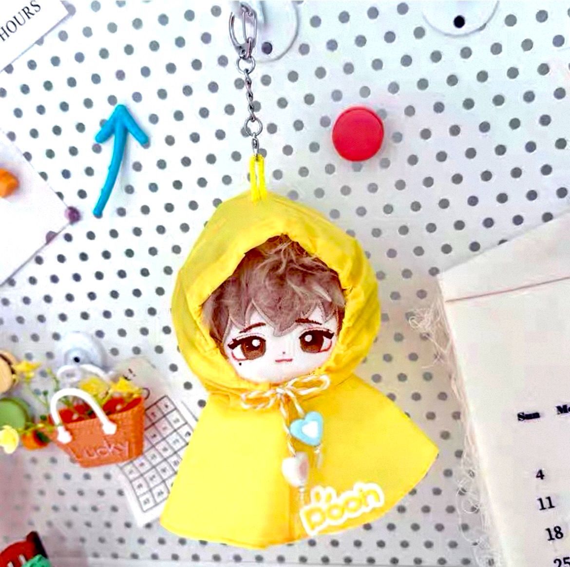 【生産終了】 ぬいぐるみ 洋服10cm てるてる坊主 カッパ レインコート 水色 10cm】 ぬい服 かわいい てるてる坊主 ポンチョ グリーン 緑色