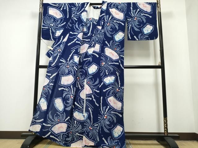 平和屋着物∴夏物 浴衣 有松鳴海絞り 手描き 乱菊 色紙花文 綿 CAAY4527ng