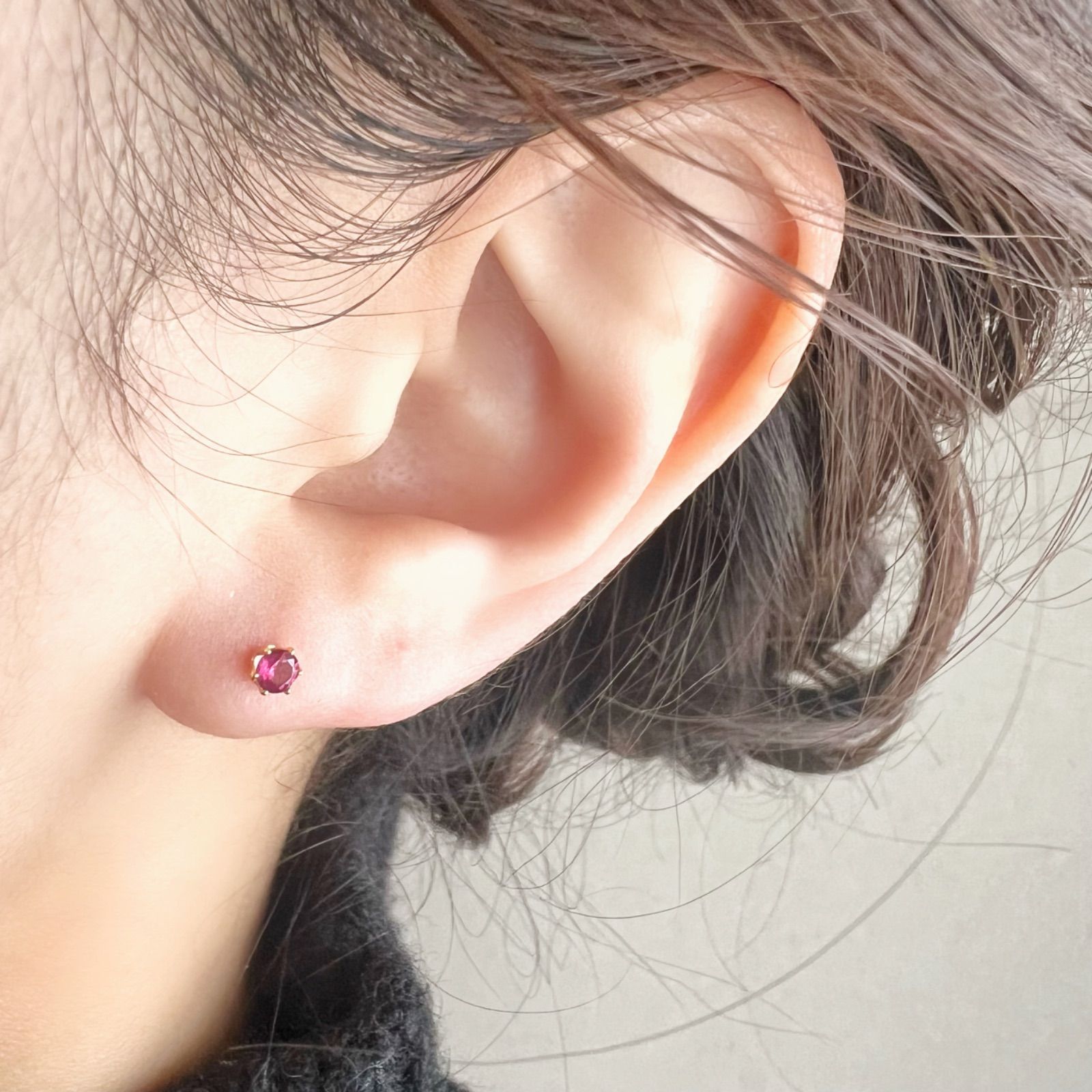 アガット ロードライトガーネットピアス