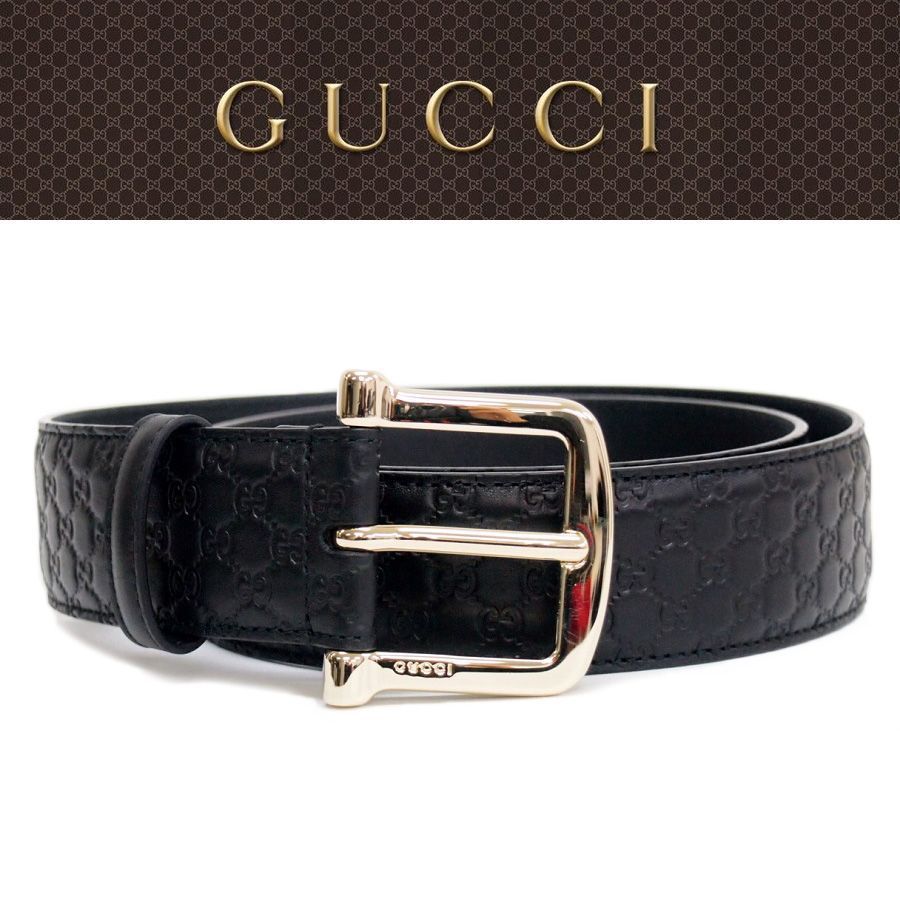 31 GUCCI ブラック マイクログッチシマ レザー ベルト 281548 - メルカリ