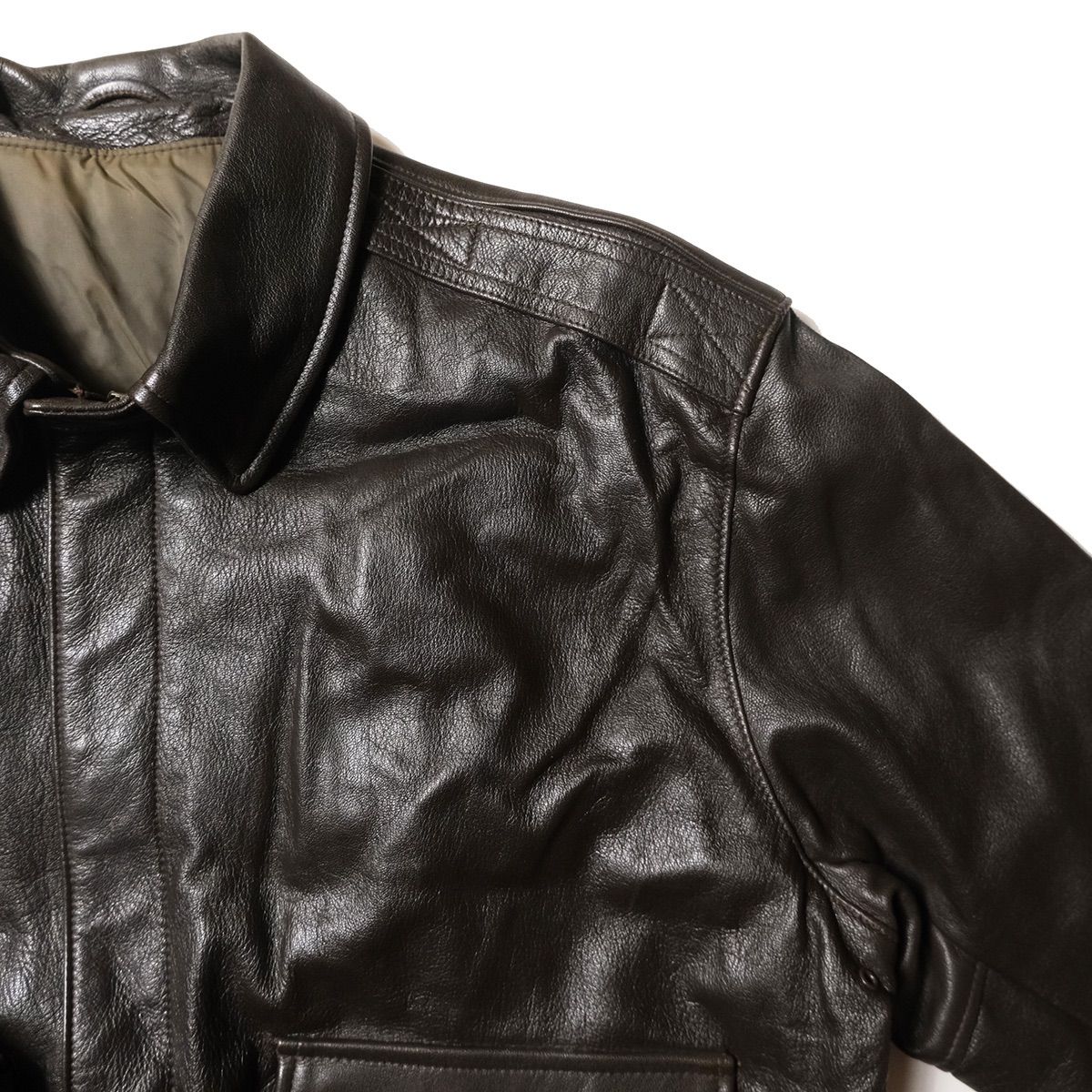 90's LLビーン A-2タイプ レザー フライトジャケット (XL) ゴートスキン 90年代 旧タグ オールド LL.Bean 90's LLビーン A-2タイプ レザー フライトジャケット (XL