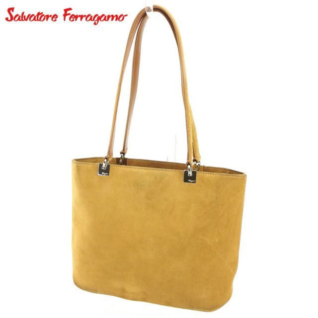 サルヴァトーレ フェラガモ トートバッグ トート ショルダーバッグ ガンチーニ ベージュ シルバー スエード Salvatore Ferragamo  T9638S 