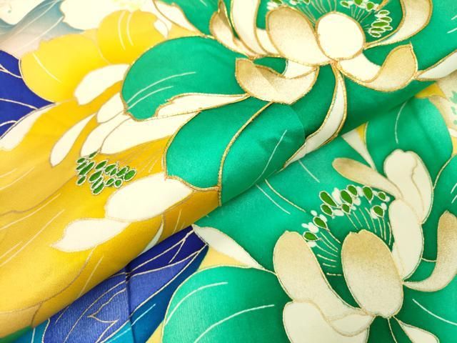 平和屋着物▽豪華振袖 駒刺繍 草花文 牡丹 金彩 正絹 逸品