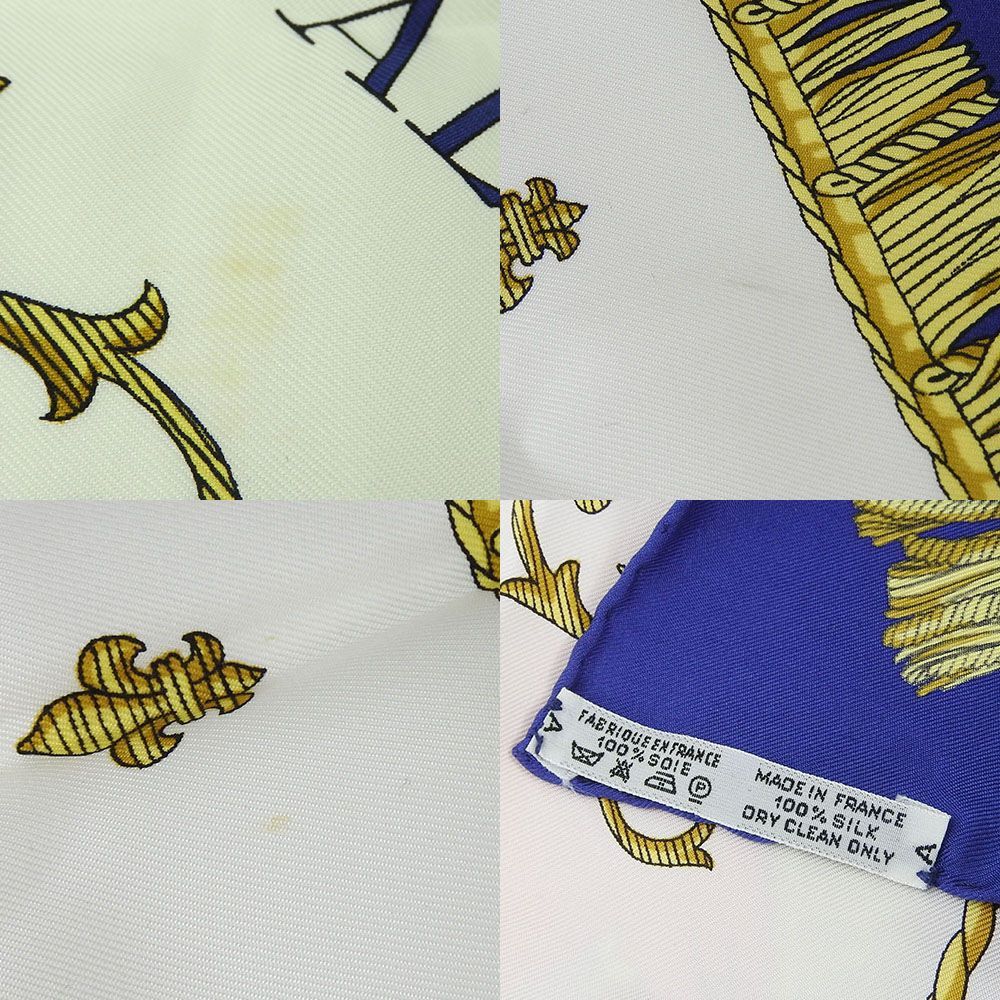 【中古】 エルメス スカーフ カレ90 シルク100％ VUE DU CAROSSE DE LA GALERE LA REALE クイーンの戴冠式  ブルー イエロー ホワイト レディース 女性 HERMES CARRE90 scarf