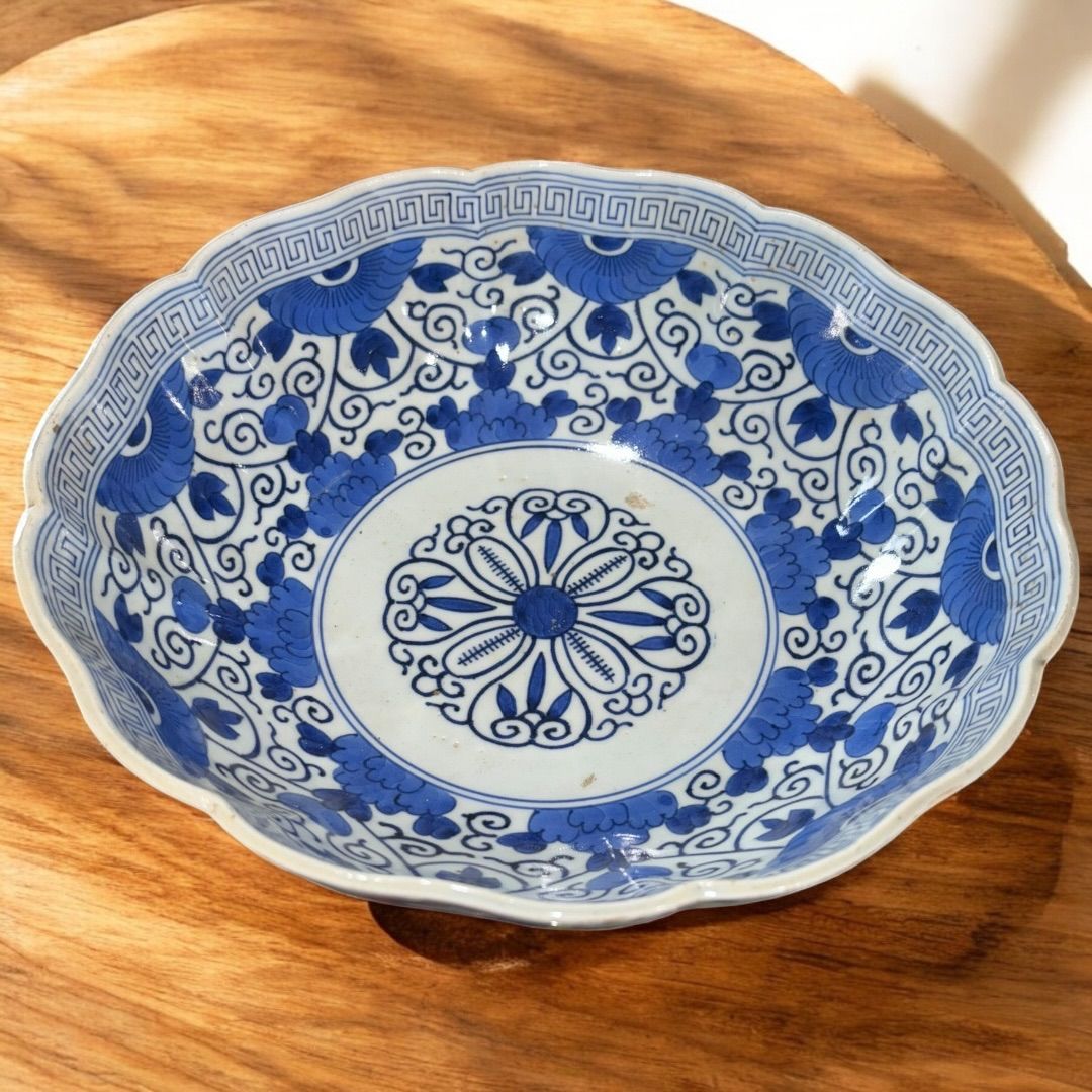 中国　明末清初　古染付大鉢　(検)青花 景徳鎮 祥瑞 中国 明末清初 古染付大鉢 (検)青花 景徳鎮 祥瑞