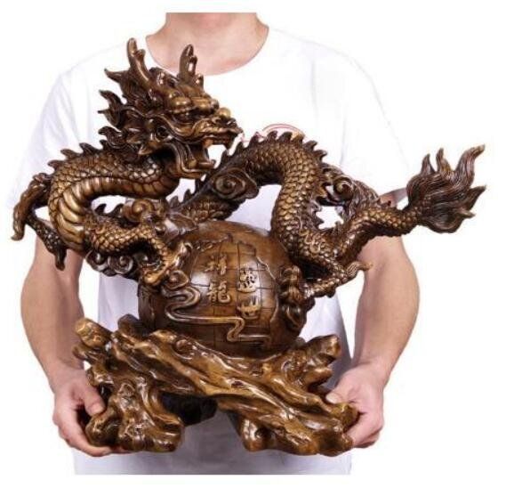 龍彫刻精工オフィス装飾風水祥龍置物テ〔一工芸品事務所置物開運金を招く事務室の置物精密細エリピング置物工芸彫刻WP今週注目