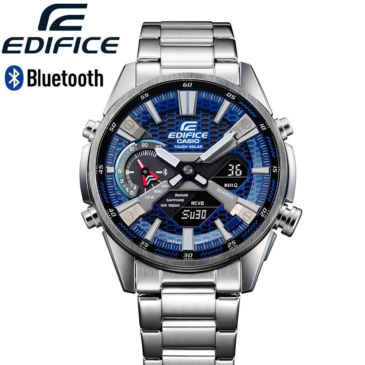 EDIFICE スマホ ソーラー ECB-S100D-2A レーシング ブルー