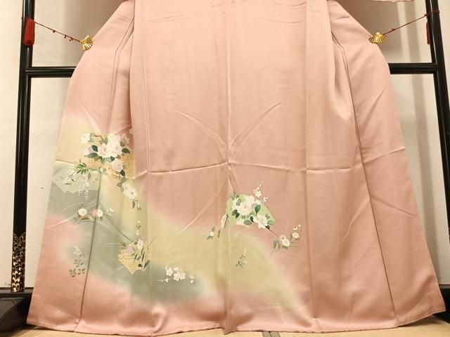 平和屋着物○訪問着 地紙枝花文 暈し染め 金彩 鈴乃屋