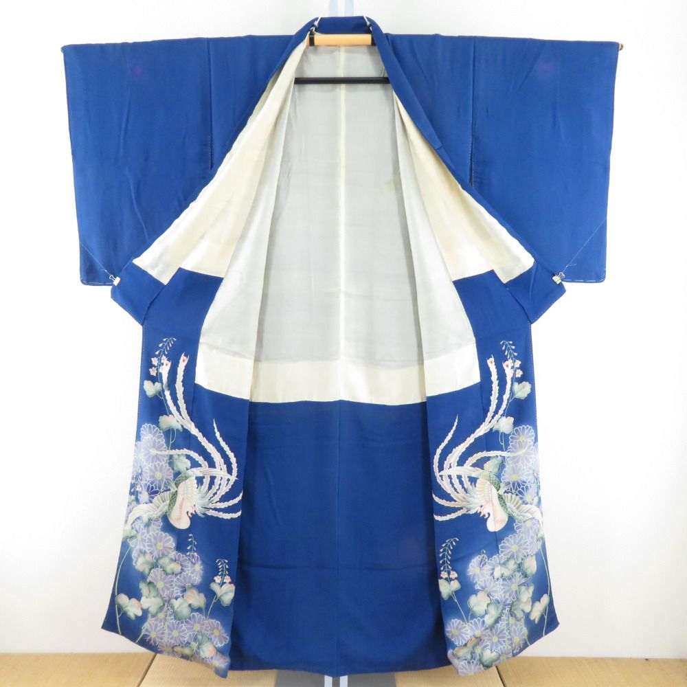 色留袖 アンティーク 昔きもの 袷 広衿 一つ紋 正絹 箔 鳳凰に花々