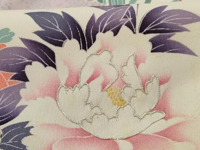 平和屋着物□豪華振袖 駒刺繍 草花文 銀彩 正絹 逸品 AAAZ7616nf
