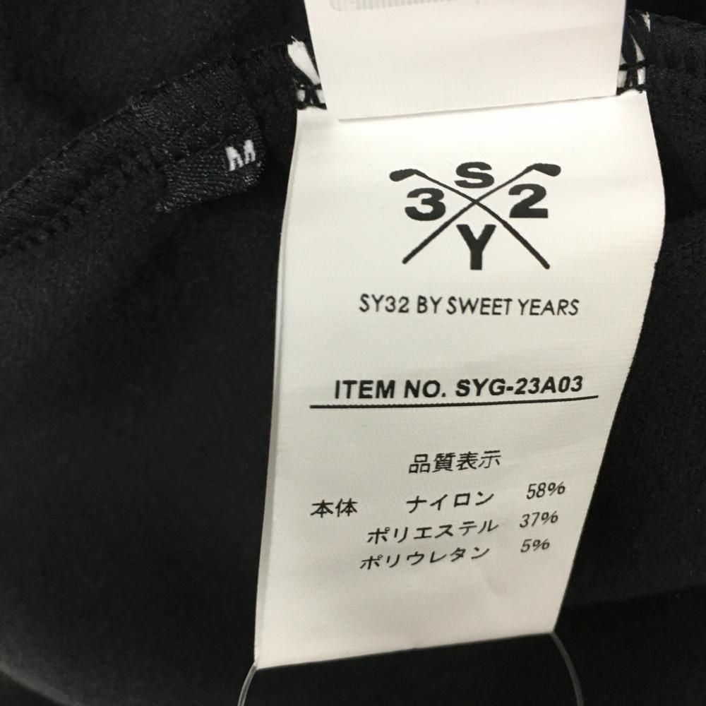 SY32 長袖ハイネックシャツ 黒×白 ネック一部フリース 裏起毛 メンズ M ゴルフウェア モデル SY32 BY SWEET YEARS LLC-HASEGAWATOSO_COM