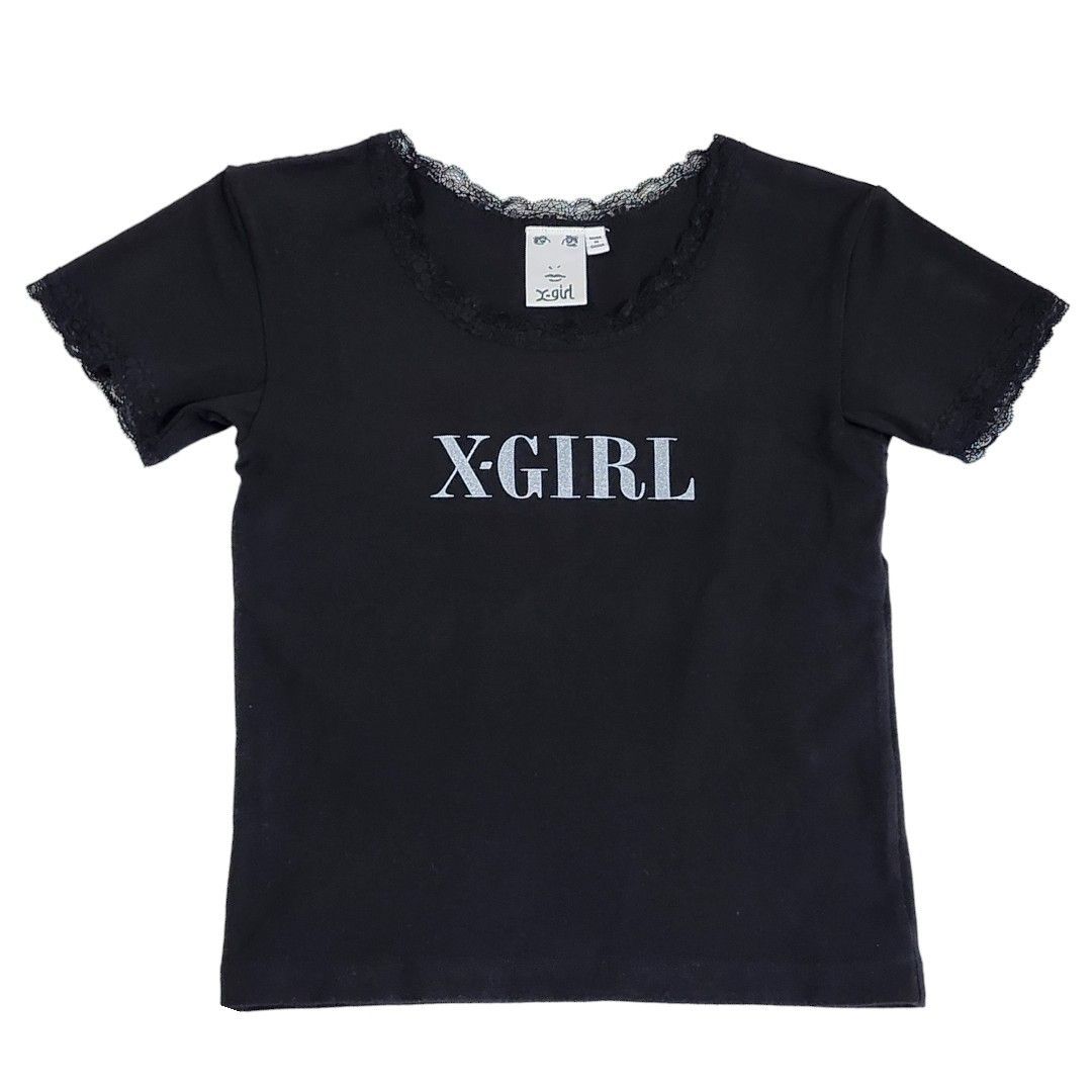 送料無料 24時間以内発送 美品 X-girl エックスガール Tシャツ ブラック LACE S 小さめ サイズ BABY TEE トップス シンプル  スクープネック レース フリル ゴシック パンク かわいい ベイビー チビT - メルカリ