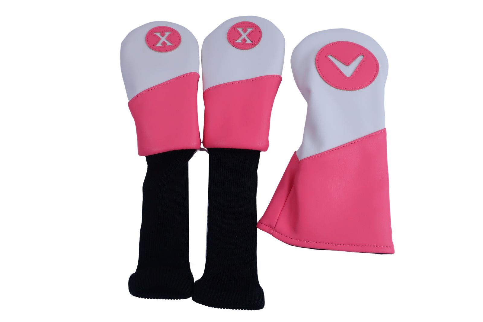 美品】Callaway(キャロウェイ) ヘッドカバー3点セット 白ピンク FW用 