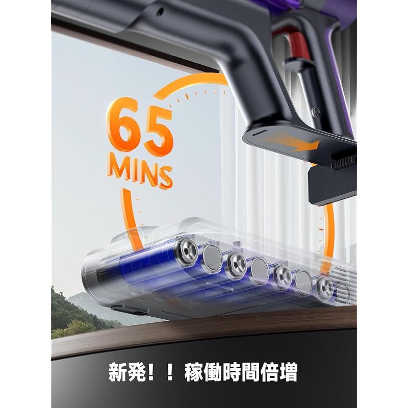 掃除機 コードレス グリーンLEDライト付 50Kpa 強力吸引 65分連続稼働 掃除機 コードレス グリーンLEDライト付 50Kpa 強力吸引 65分