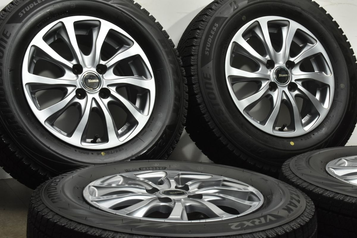 製 超バリ溝 NEBROS 14in 5.5J 45 PCD100 ブリヂストン ブリザック VRX2 185 70R14 アクア ヤリス ヴィッツ フィット ノート