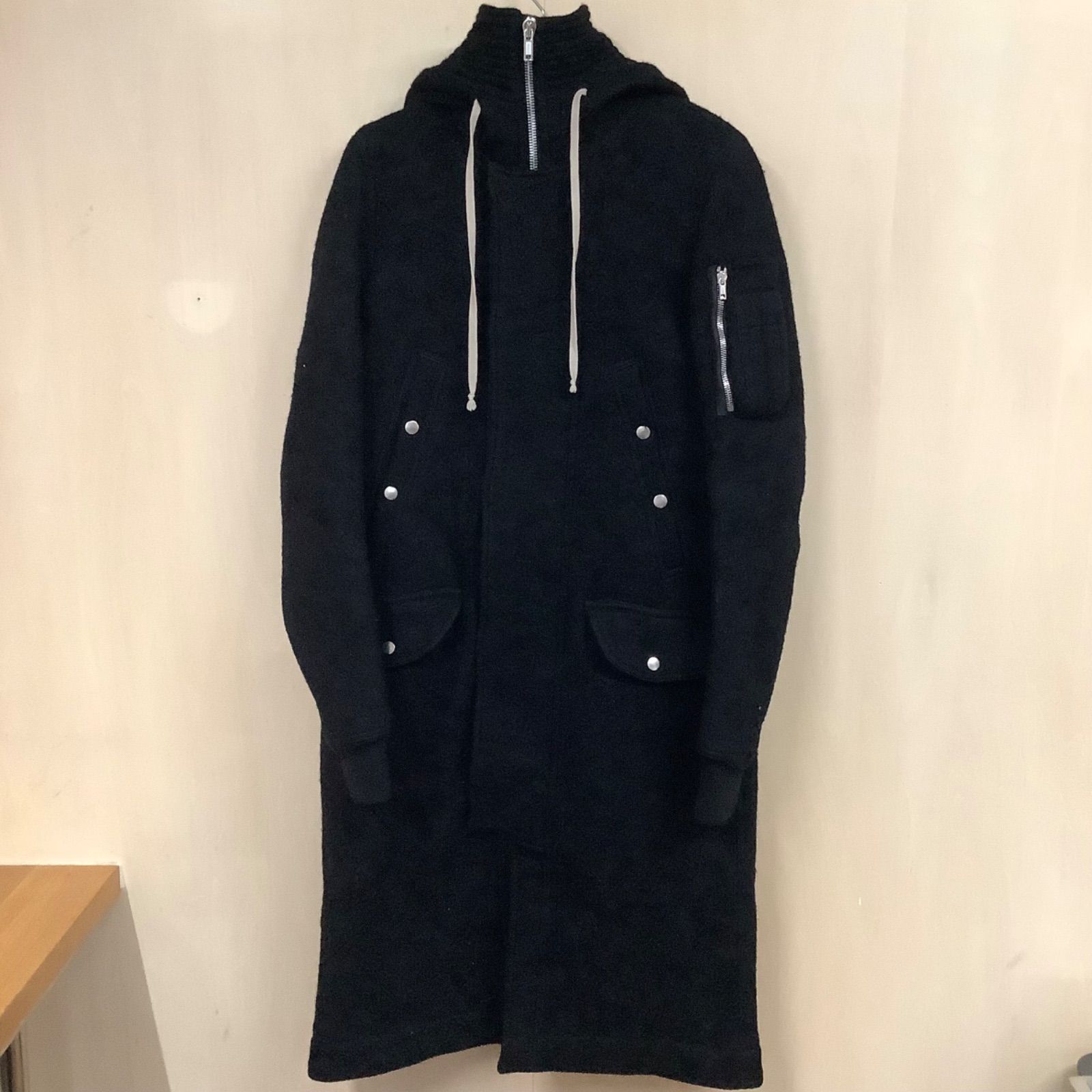 Rick Owens リックオウエンス ウールコート MEGAPARKA RU18F1980-WB ブラック サイズ46 アウター メガパーカ メンズ