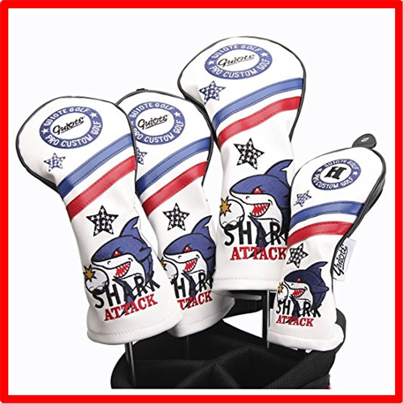 匿名配送】SHARK-White Guiote ゴルフヘッドカバー Golf head covers