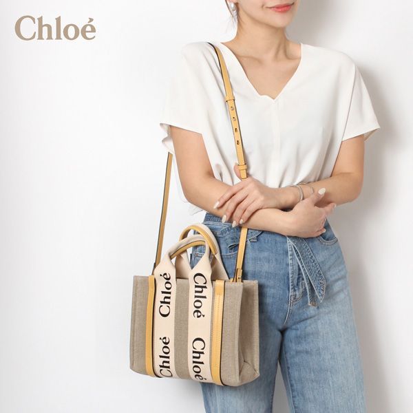 24春夏新作 クロエ Chloe  WOODY スモール トートバッグ【746 HONEY GOLD】 CHC22AS397I26  746/【2024SS】l-bag