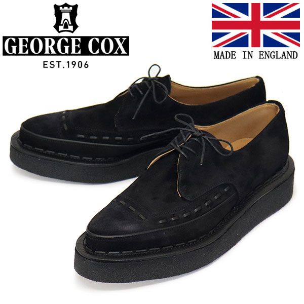 GEORGE COX (ジョージコックス) DIANO 3705 V ラバーソール レザーシューズ 090 BLACK SUEDE gc UK4-約23.0cm