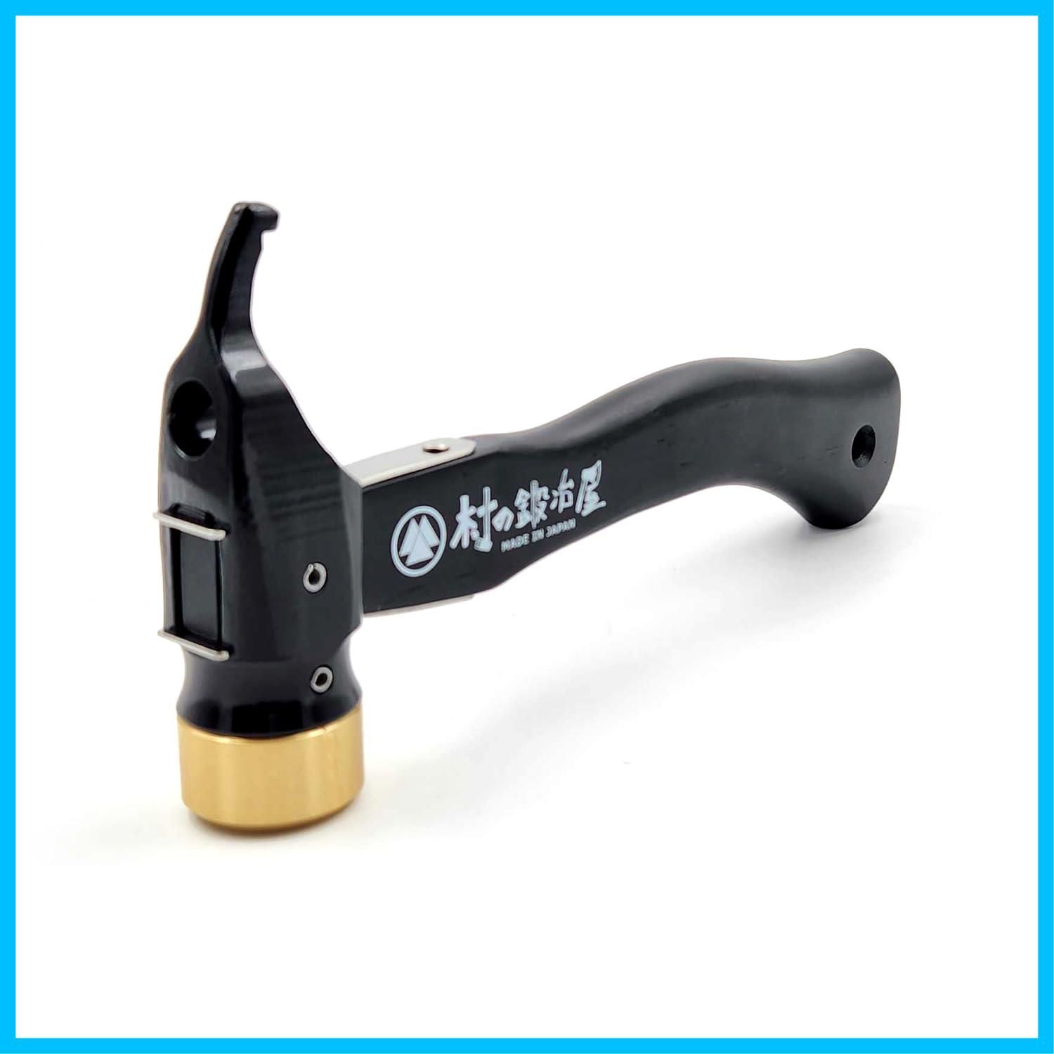  村の鍛冶屋 鍛造 焼入れ ペグハンマー エリッゼステーク ハンマー ショート ブラック柄 ステンレスヘッド クローム 燕三条製 MADE IN JAPAN ガイロープ ソーラーランタン ハンマー 登山 クライミング用品